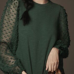 Anthropologie Maeve Textured Green Top